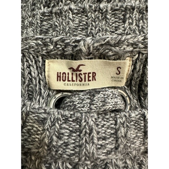 Hollister Women's Gray Knit Pullover Sweater Size S Boho Long Sleeve Cropped - Picture 3 of 3